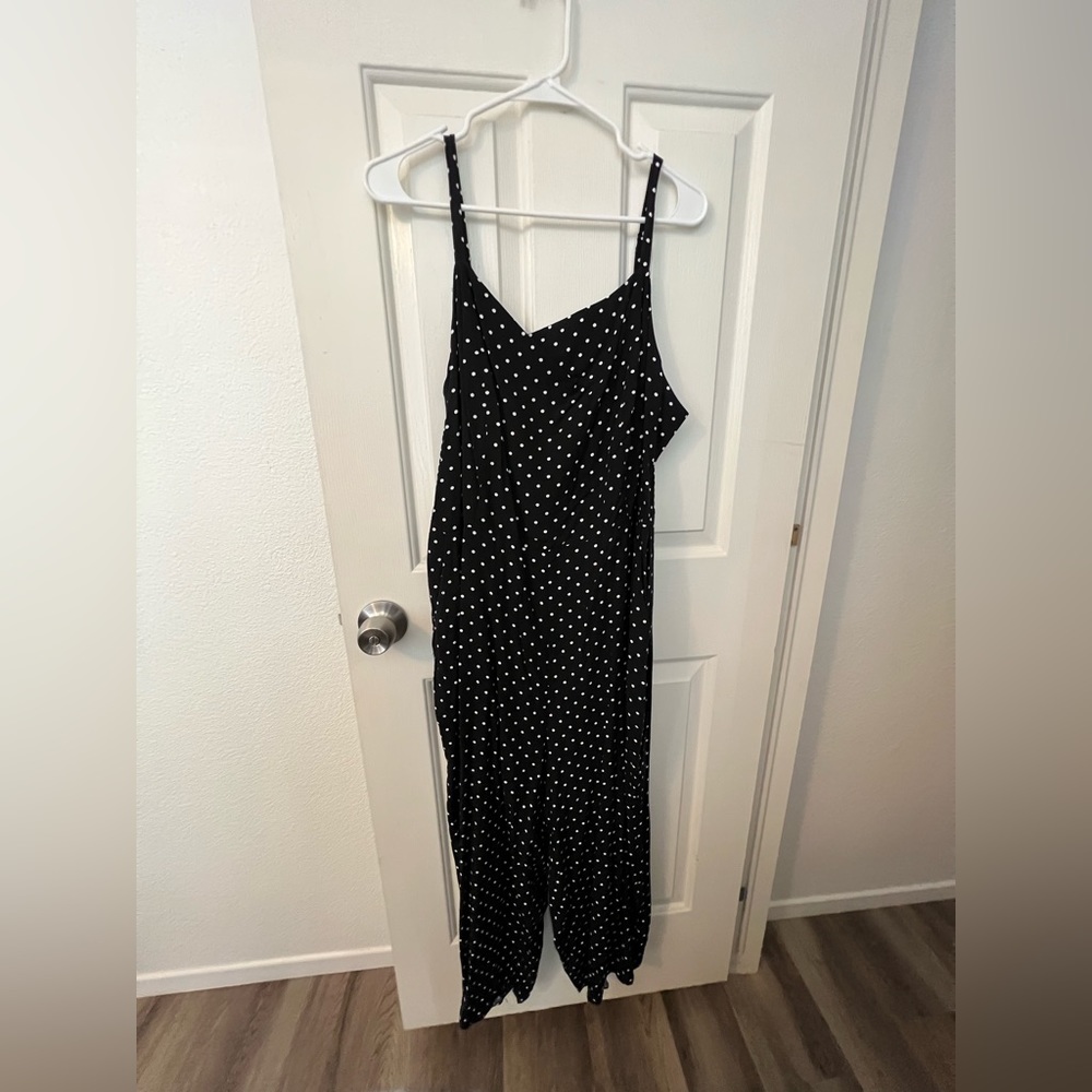 Black with white polkadots jumpsuit